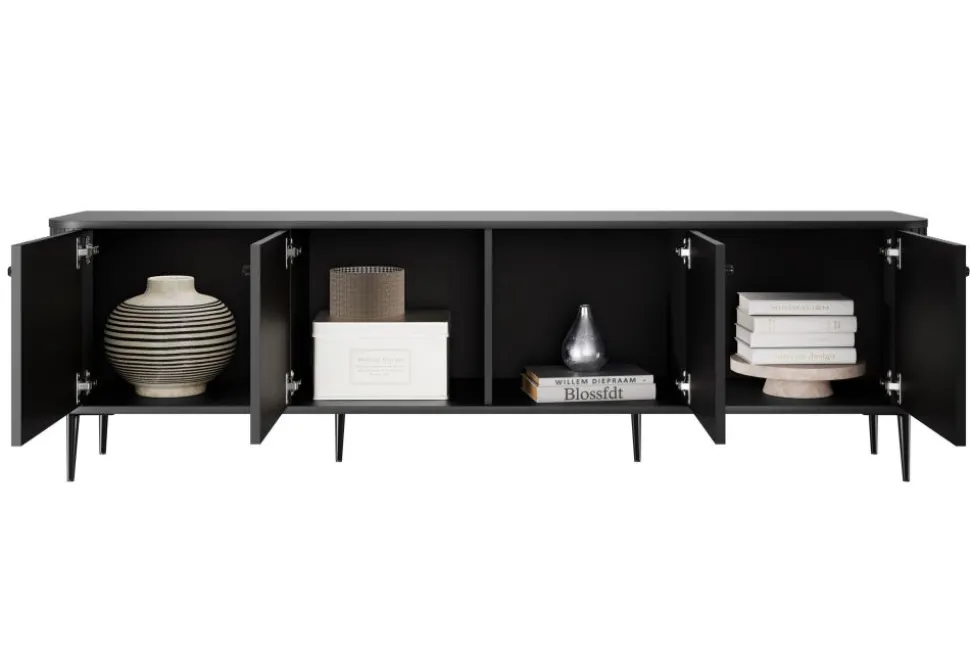 VESPER RTV 187 4D - czarny mdf / czarny mdf / czarne nogi