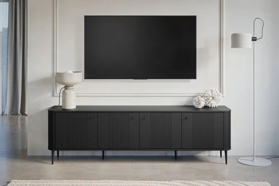 VESPER RTV 187 4D - czarny mdf / czarny mdf / czarne nogi