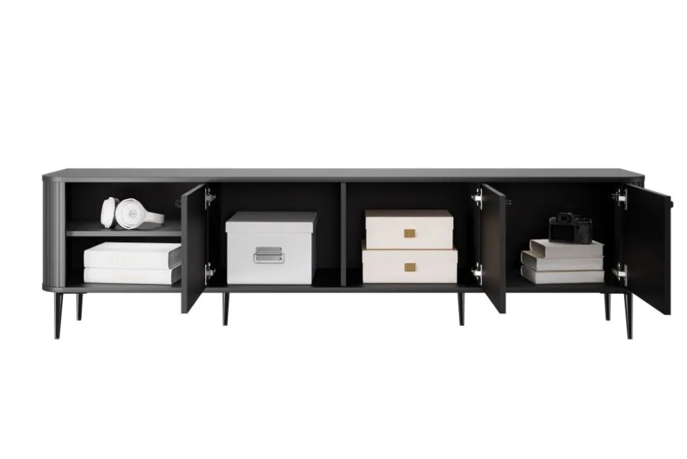 VESPER RTV 187 3D - czarny mdf / czarny mdf / czarne nogi
