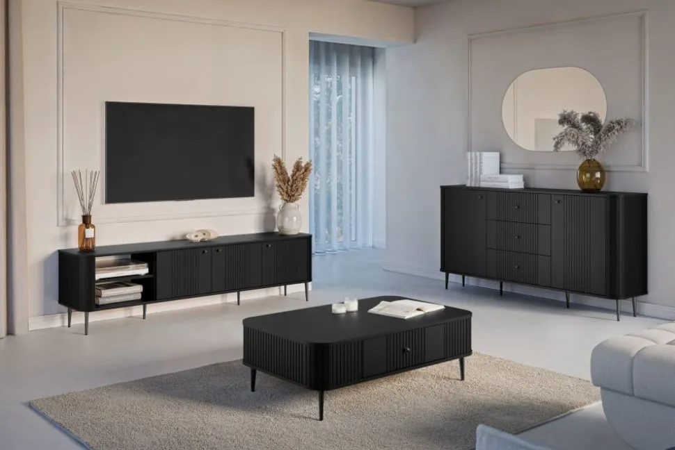 VESPER RTV 187 3D - czarny mdf / czarny mdf / czarne nogi