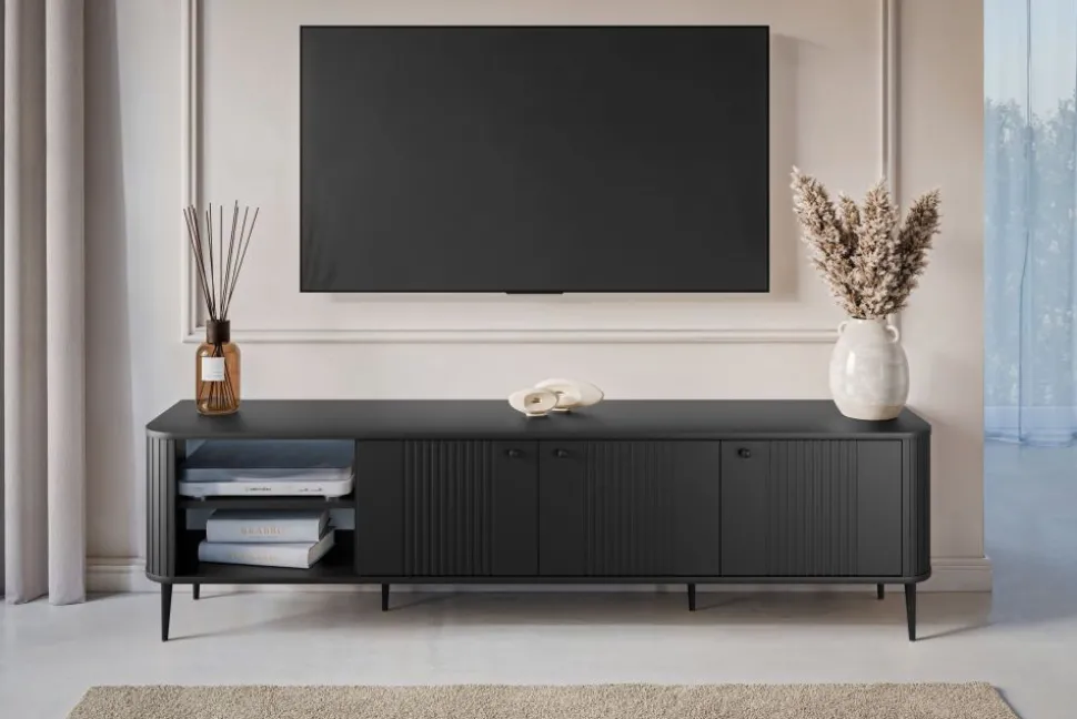 VESPER RTV 187 3D - czarny mdf / czarny mdf / czarne nogi