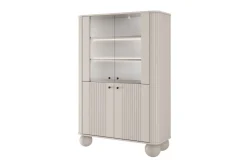 VESPER WITRYNA 103 2D - cashmere mdf / cashmere / czarne uchwyty / nogi kule