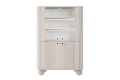 VESPER WITRYNA 103 2D - cashmere mdf / cashmere / czarne uchwyty / nogi kule
