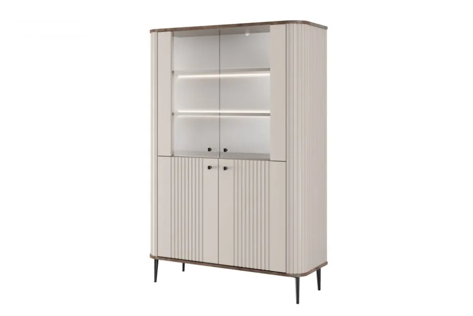 VESPER WITRYNA 103 2D - cashmere mdf / orzech / czarne nogi