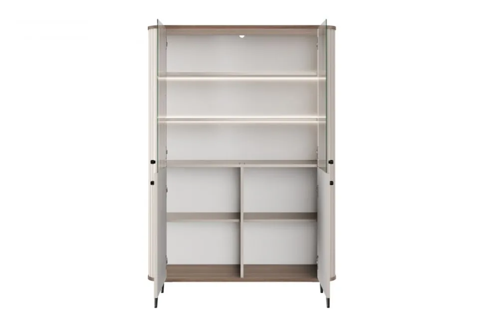 VESPER WITRYNA 103 2D - cashmere mdf / orzech / czarne nogi