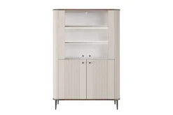 VESPER WITRYNA 103 2D - cashmere mdf / orzech / czarne nogi