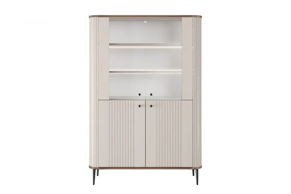 VESPER WITRYNA 103 2D - cashmere mdf / orzech / czarne nogi