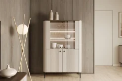 VESPER WITRYNA 103 2D - cashmere mdf / orzech / czarne nogi
