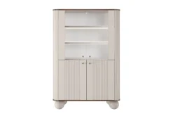 VESPER WITRYNA 103 2D - cashmere mdf / orzech / złote uchwyty / nogi kule
