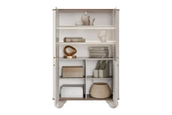 VESPER WITRYNA 103 2D - cashmere mdf / orzech / złote uchwyty / nogi kule
