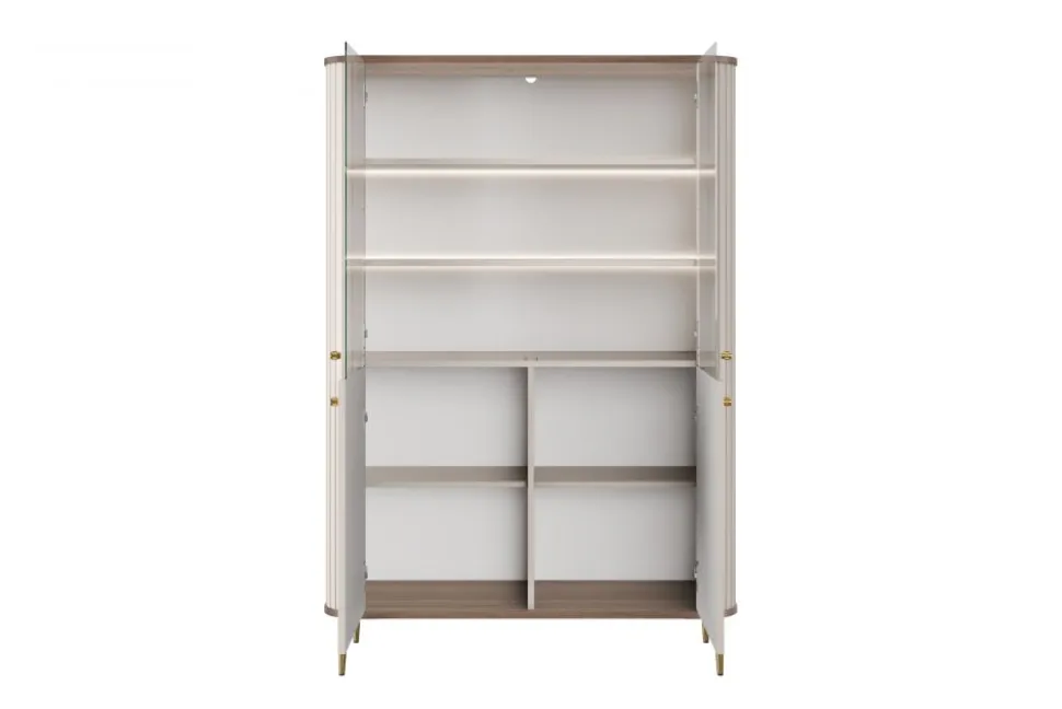 VESPER WITRYNA 103 2D - cashmere mdf / orzech / złote nogi
