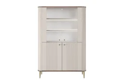 VESPER WITRYNA 103 2D - cashmere mdf / orzech / złote nogi