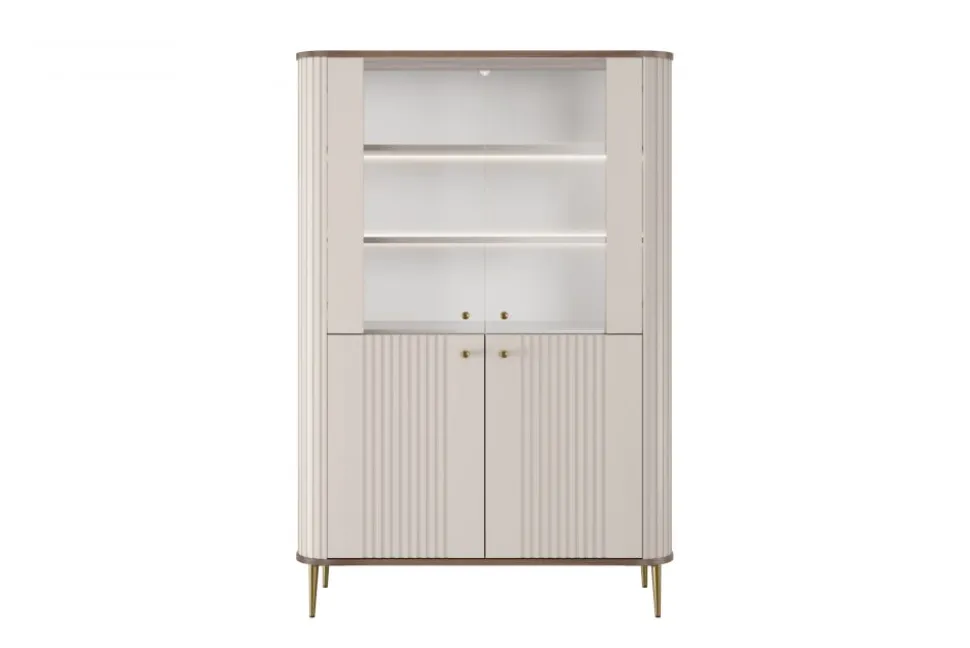 VESPER WITRYNA 103 2D - cashmere mdf / orzech / złote nogi