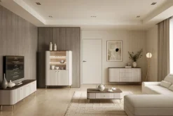 VESPER WITRYNA 103 2D - cashmere mdf / orzech / złote nogi