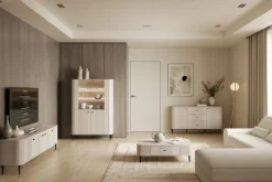 VESPER WITRYNA 103 2D - cashmere mdf / cashmere / czarne nogi