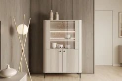 VESPER WITRYNA 103 2D - cashmere mdf / cashmere / czarne nogi