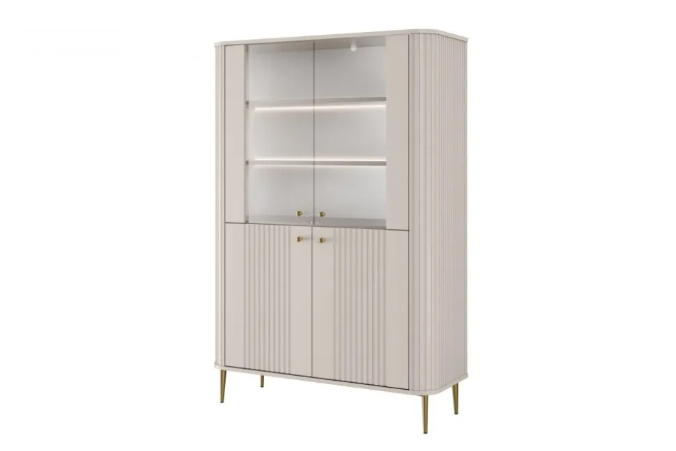 VESPER WITRYNA 103 2D - cashmere mdf / cashmere / złote nogi