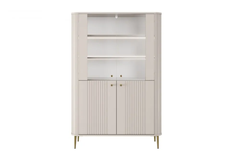 VESPER WITRYNA 103 2D - cashmere mdf / cashmere / złote nogi
