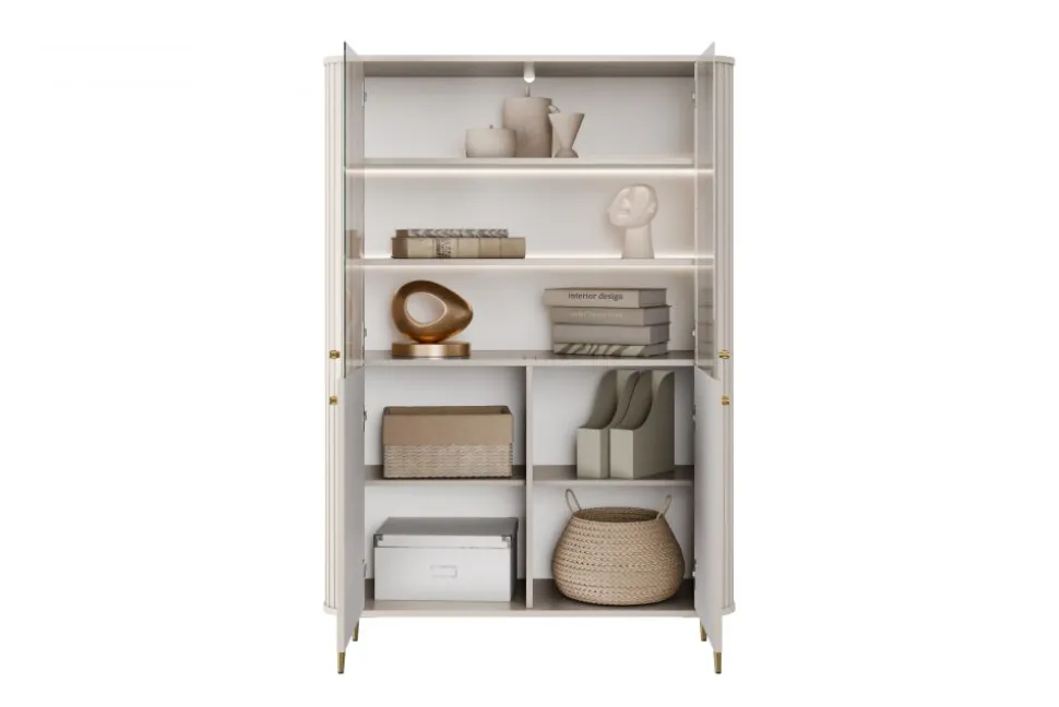 VESPER WITRYNA 103 2D - cashmere mdf / cashmere / złote nogi
