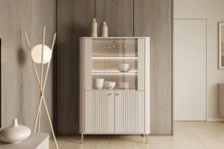 VESPER WITRYNA 103 2D - cashmere mdf / cashmere / złote nogi