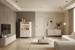 VESPER WITRYNA 103 2D - cashmere mdf / cashmere / złote nogi