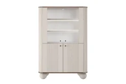 VESPER WITRYNA 103 2D - cashmere mdf / orzech / czarne uchwyty / nogi kule