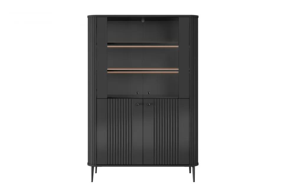 VESPER WITRYNA 103 2D - czarny mdf / czarny mdf / czarne nogi