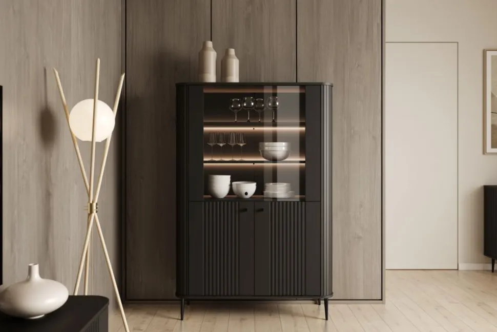 VESPER WITRYNA 103 2D - czarny mdf / czarny mdf / czarne nogi
