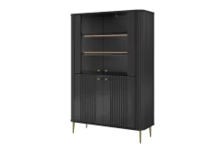 VESPER WITRYNA 103 2D - czarny mdf / czarny mdf / złote nogi