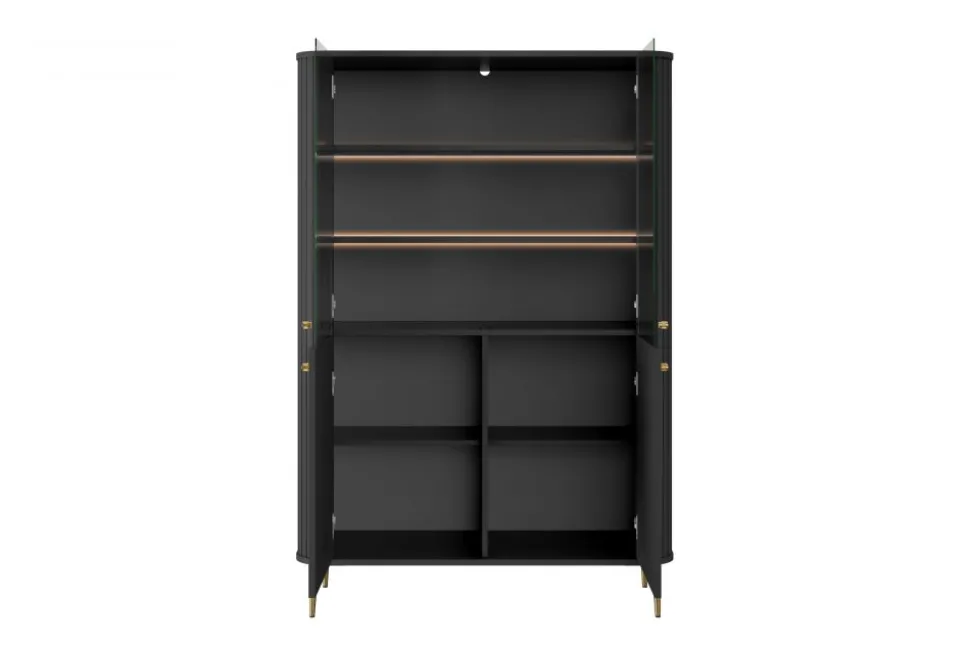 VESPER WITRYNA 103 2D - czarny mdf / czarny mdf / złote nogi