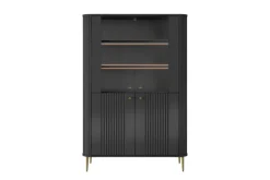 VESPER WITRYNA 103 2D - czarny mdf / czarny mdf / złote nogi