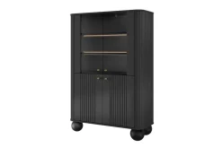 VESPER WITRYNA 103 2D - czarny mdf / czarny mdf / złote uchwyty / nogi kule