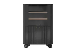 VESPER WITRYNA 103 2D - czarny mdf / czarny mdf / złote uchwyty / nogi kule