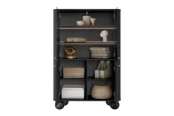 VESPER WITRYNA 103 2D - czarny mdf / czarny mdf / złote uchwyty / nogi kule