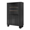 VESPER WITRYNA 103 2D - czarny mdf / czarny mdf / czarne uchwyty / nogi kule