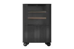 VESPER WITRYNA 103 2D - czarny mdf / czarny mdf / czarne uchwyty / nogi kule