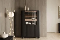 VESPER WITRYNA 103 2D - czarny mdf / czarny mdf / czarne uchwyty / nogi kule