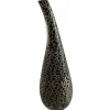 Wazon dekoracyjny w czarno-złote zdobienia z wygiętą szyjką 36cm