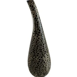 Wazon dekoracyjny w czarno-złote zdobienia z wygiętą szyjką 36cm