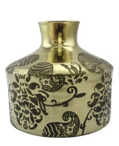 Wazon złoty roślinny motyw Golden Vase 20 cm