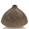 Wazon złoty z perełkowymi zdobieniami w trójkątnym kształcie 18 cm
