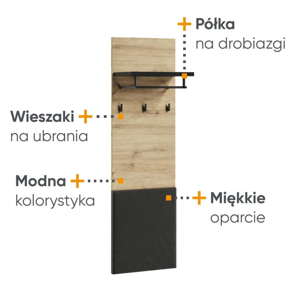 Wieszak do przedpokoju Lenart Quant QG-07 dąb artisan