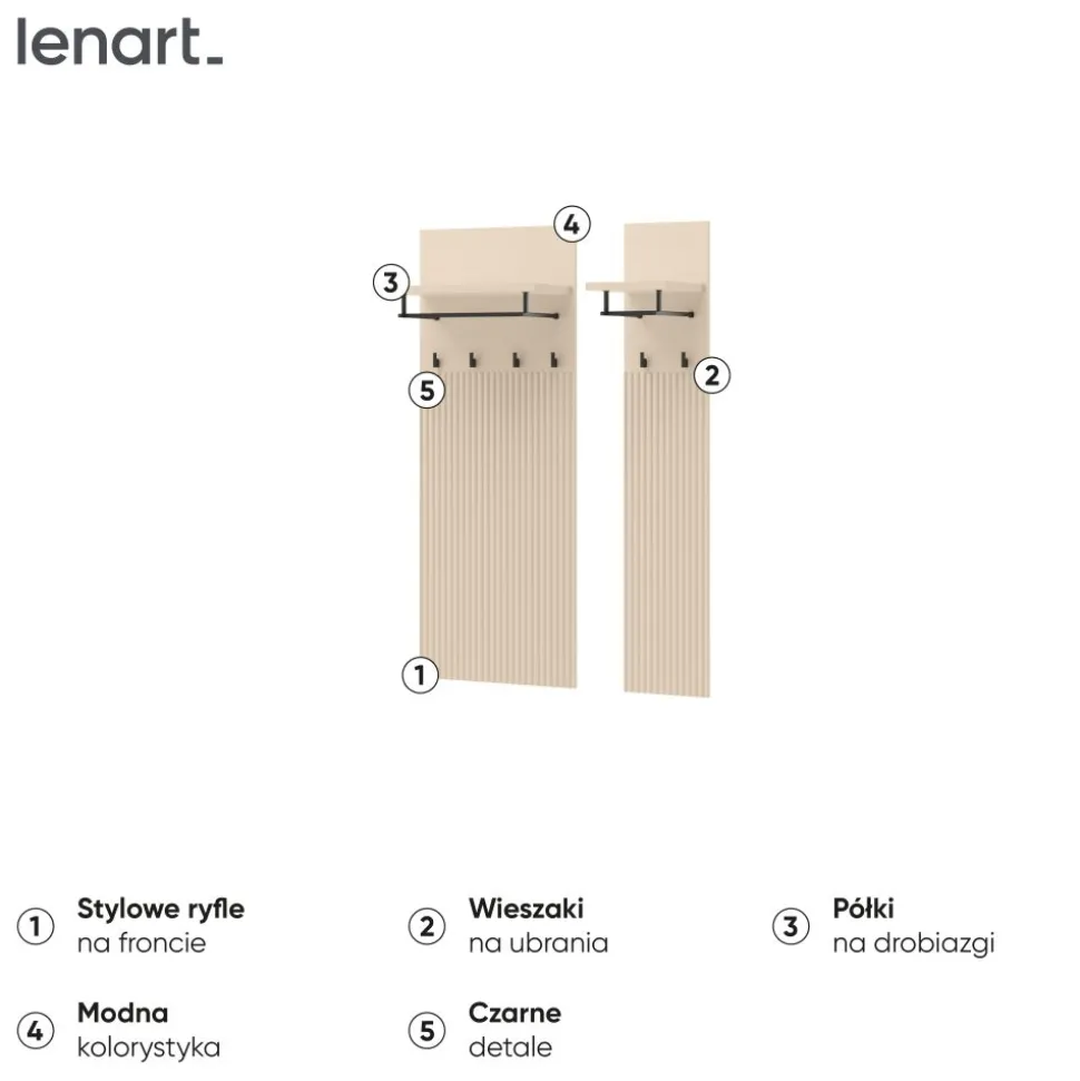 Wieszak do przedpokoju Lenart TREND TG-06 Beż piaskowy + czarny