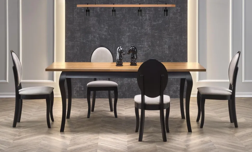 WINDSOR stół rozkładany 160-240x90x76 cm kolor ciemny dąb/czarny (2p=1szt)1 sztuka