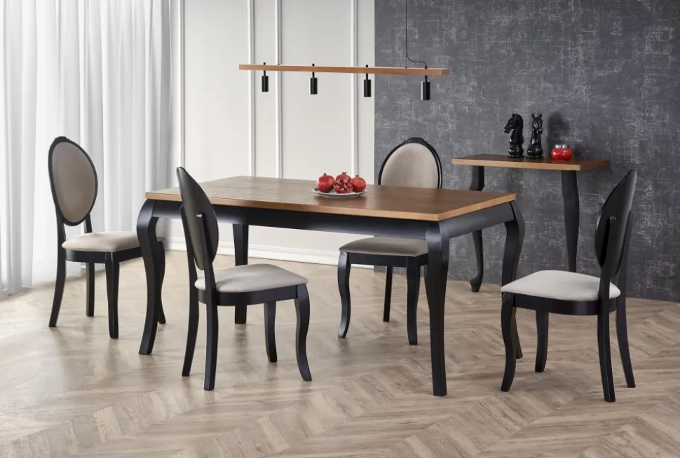 WINDSOR stół rozkładany 160-240x90x76 cm kolor ciemny dąb/czarny (2p=1szt)1 sztuka