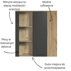 Witryna wisząca 90 cm – nowoczesna witryna ze szkłem hartowanym Esteban