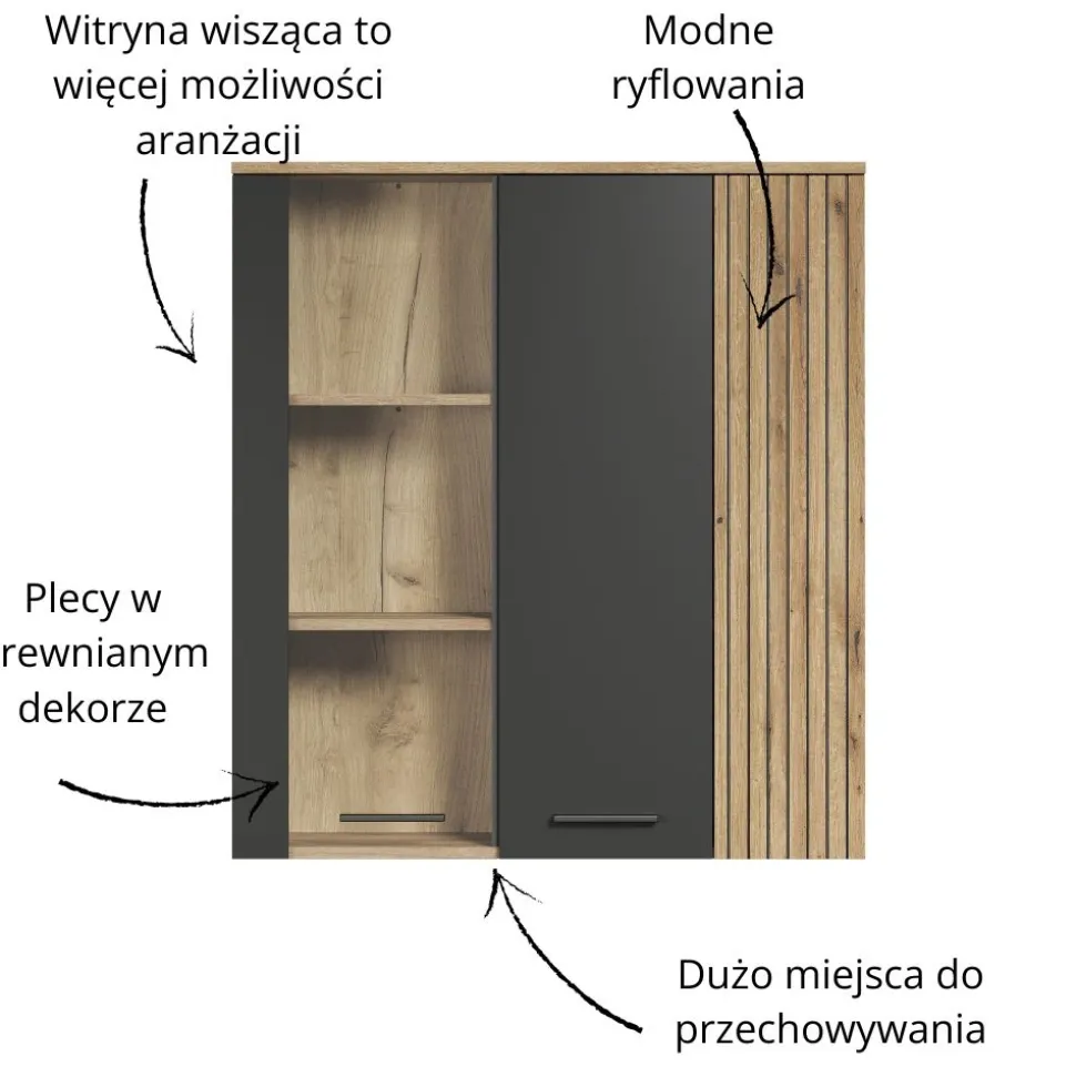 Witryna wisząca 90 cm – nowoczesna witryna ze szkłem hartowanym Esteban