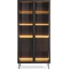 Witryna wysoka Lumi 2D2S – dąb dunin / czerń z oświetleniem LED