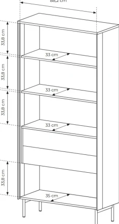 Witryna wysoka Lumi 2D2S – dąb dunin / czerń z oświetleniem LED