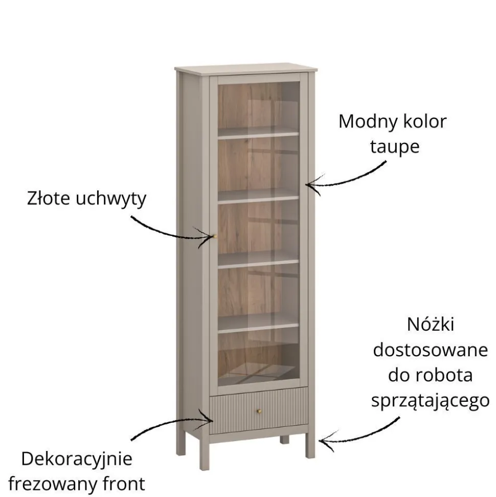Witryna z szufladą kolor taupe KLEO Lewa / Prawa KLEO KL-11